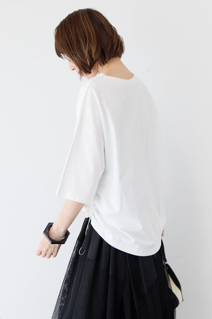 ロゴプリント サイドドローストリング オーバーサイズ Tシャツ