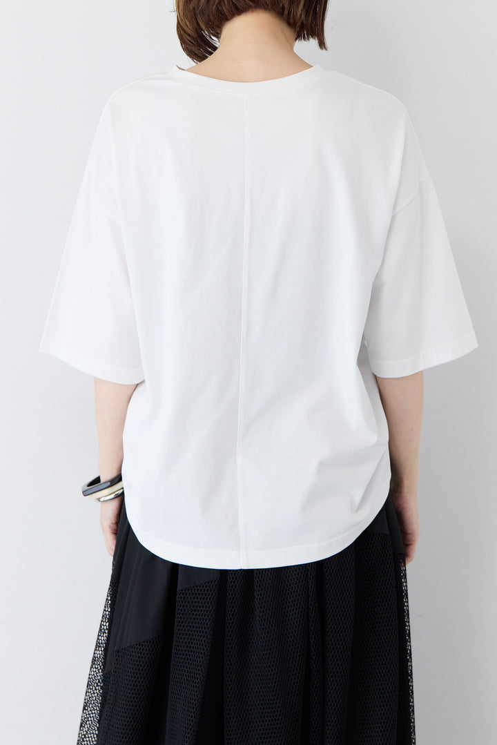 [SET] ロゴプリント サイドドローストリング オーバーサイズ Tシャツ+異素材コンビ フレア マキシスカート(2set)