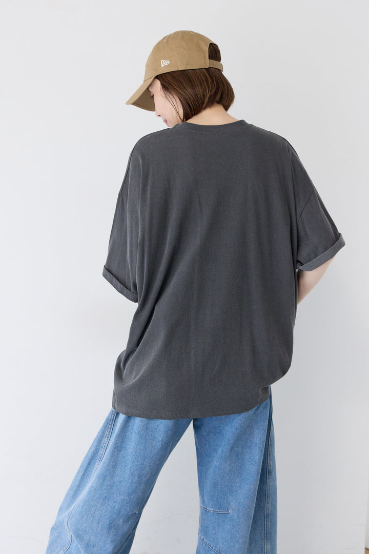 [SET]ピグメント加工風 ティンカー・ベルTシャツ+パネル切替 カーブデニムパンツ(2set)