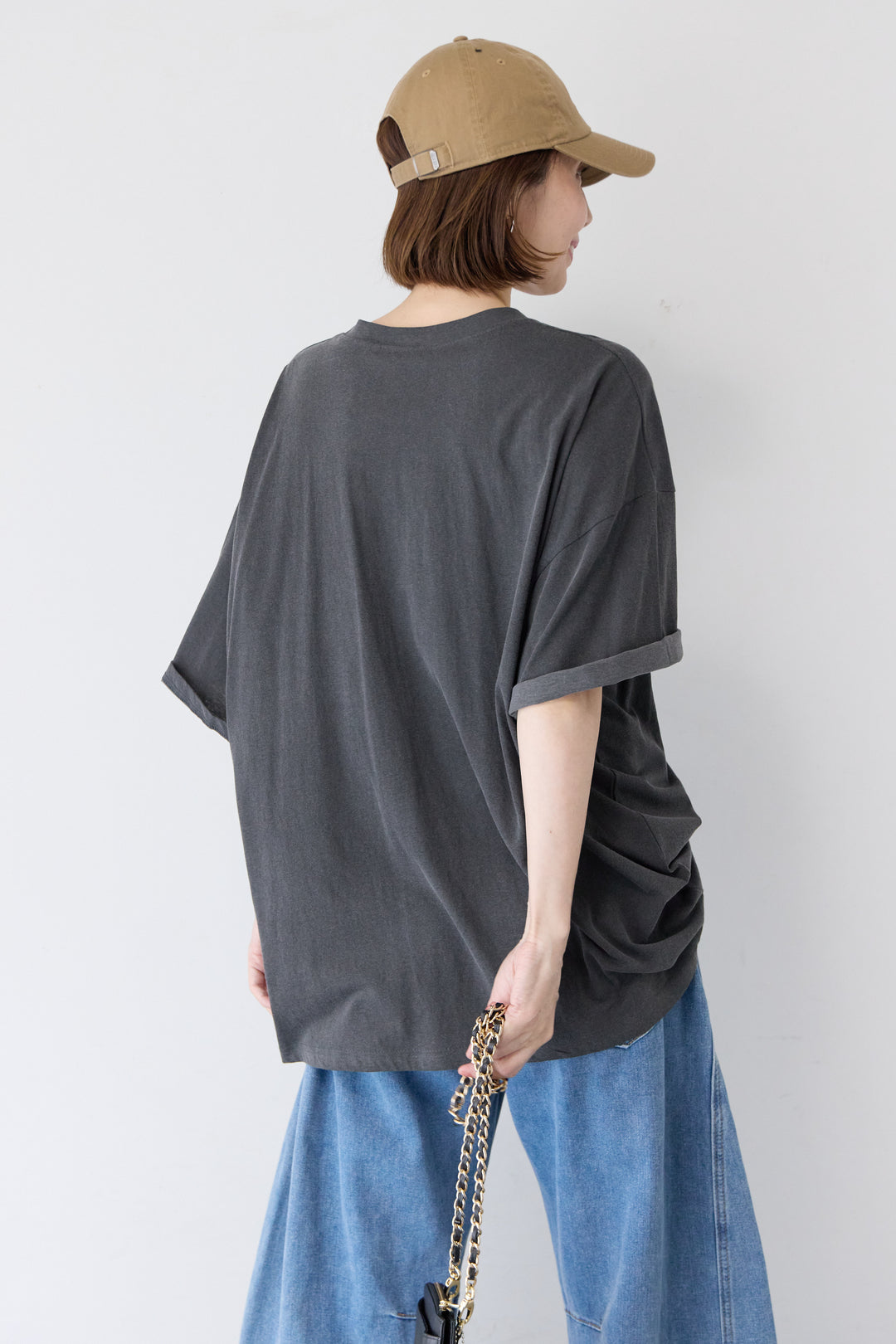 [SET]ピグメント加工風 ティンカー・ベルTシャツ+パネル切替 カーブデニムパンツ(2set)