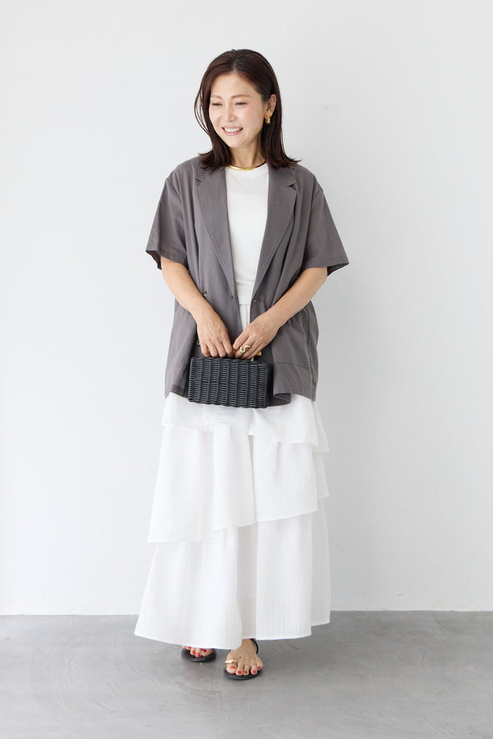 アシンメトリー ティアード ウエストゴムスカート