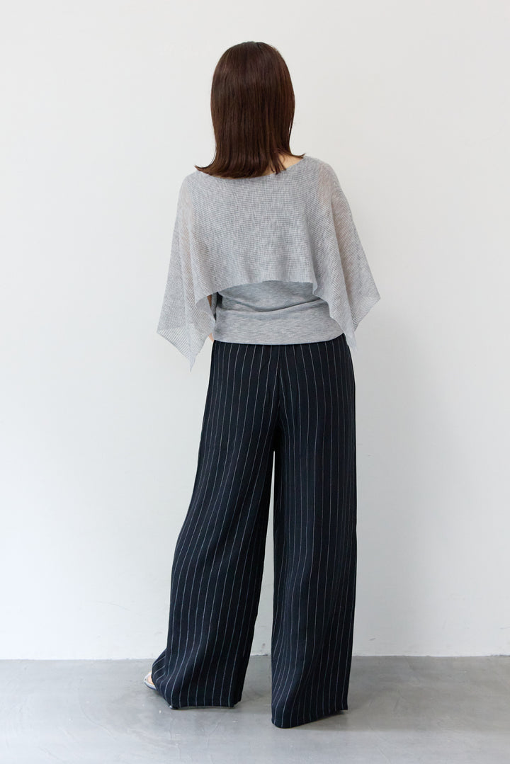 ストライプ柄 ウエストゴムワイドパンツ
