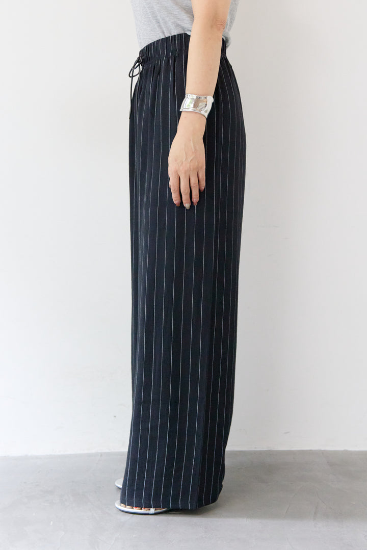 ストライプ柄 ウエストゴムワイドパンツ