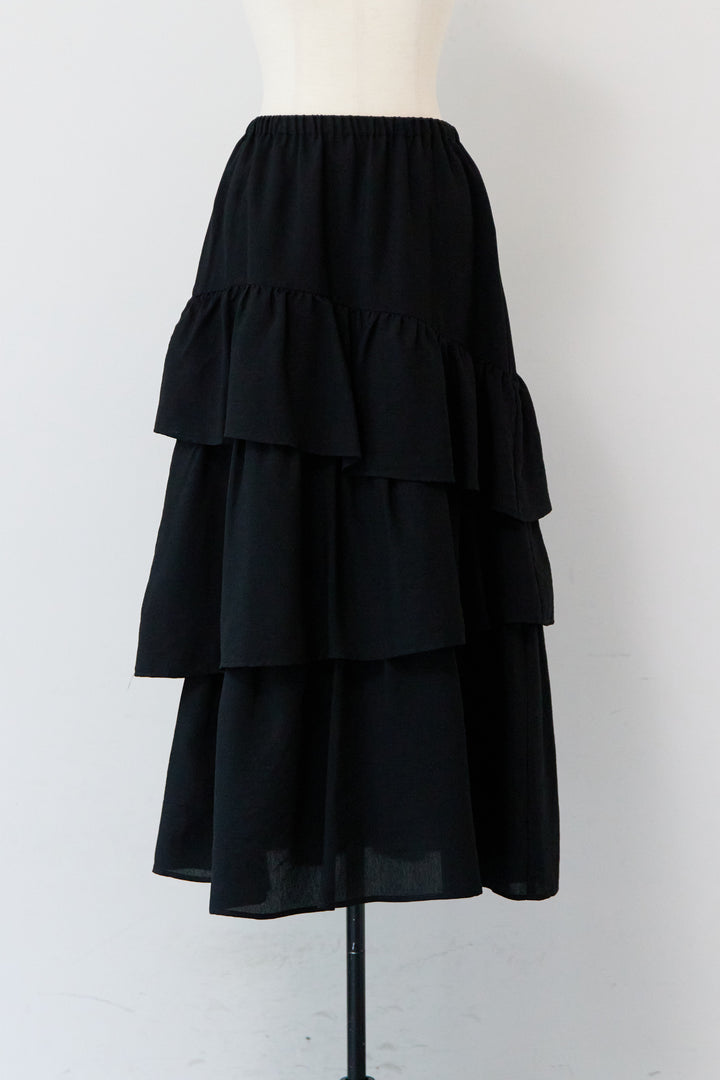 アシンメトリー ティアード ウエストゴムスカート