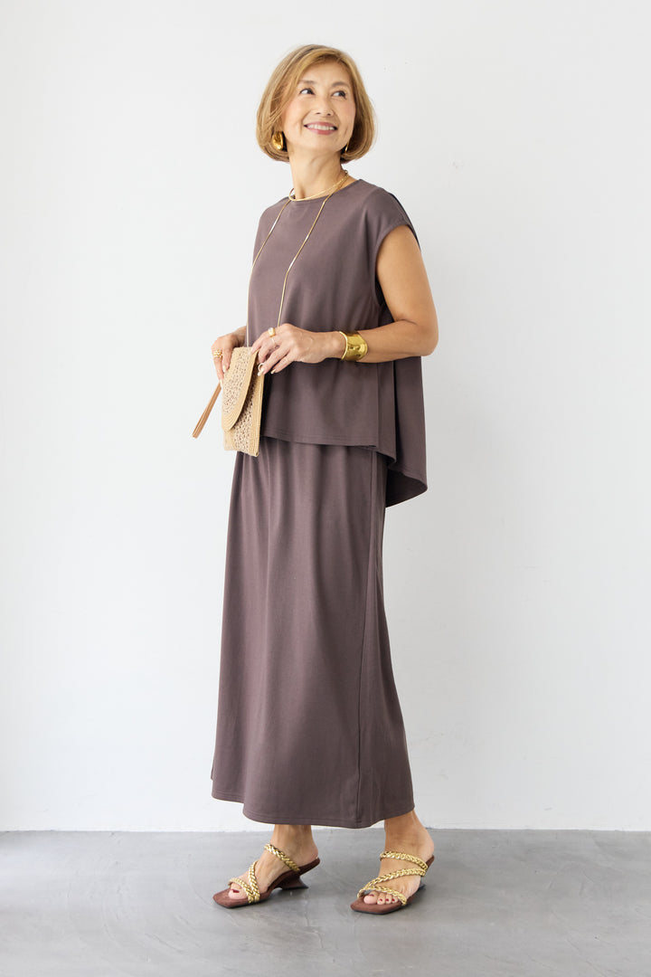 フレンチスリーブレイヤードワンピース