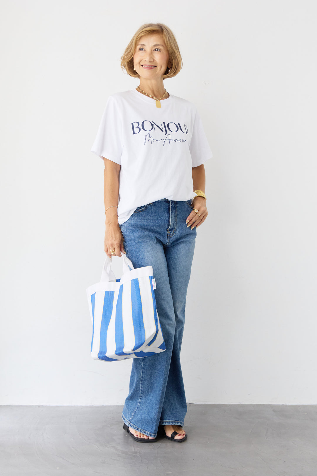 BONJOURロゴプリントTシャツ