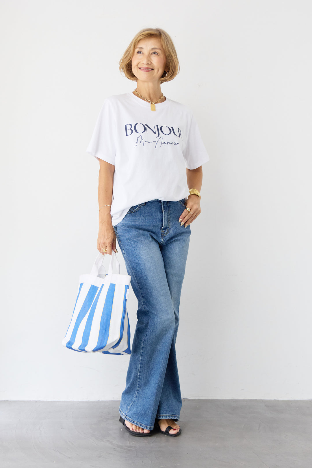 BONJOURロゴプリントTシャツ