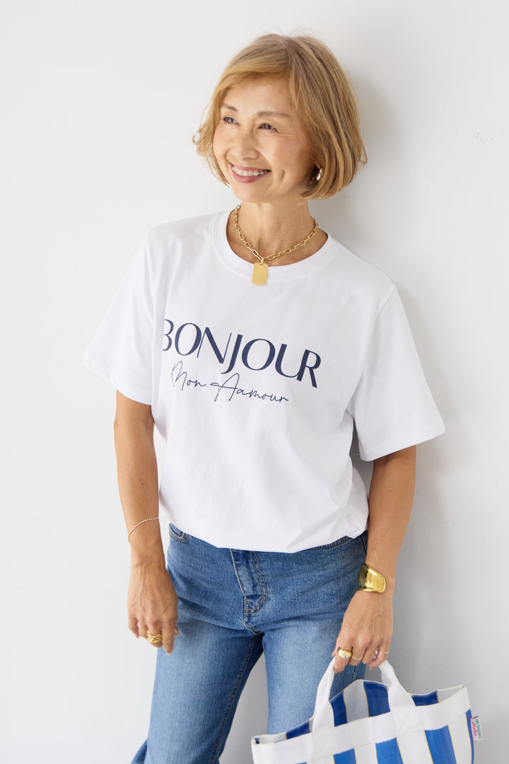 BONJOURロゴプリントTシャツ