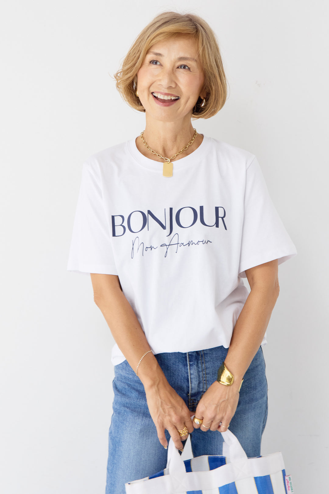 BONJOURロゴプリントTシャツ