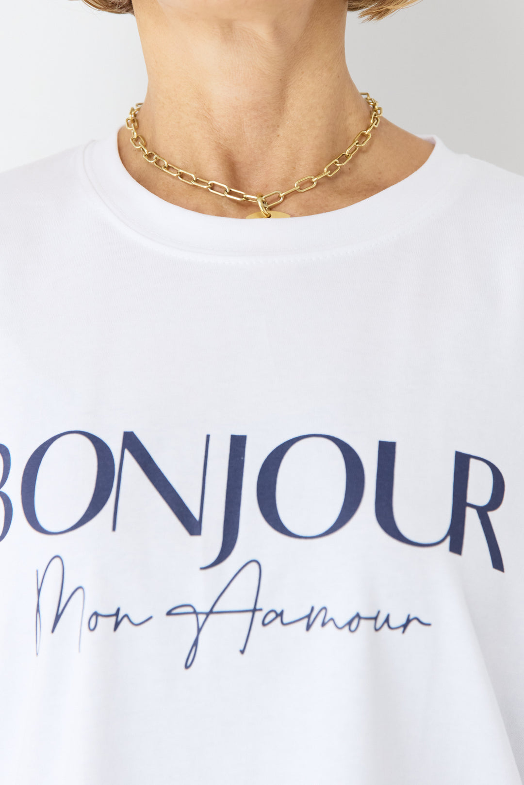 [SET]ハーフスリーブメッシュジャケット+BONJOURロゴプリントTシャツ(2set)