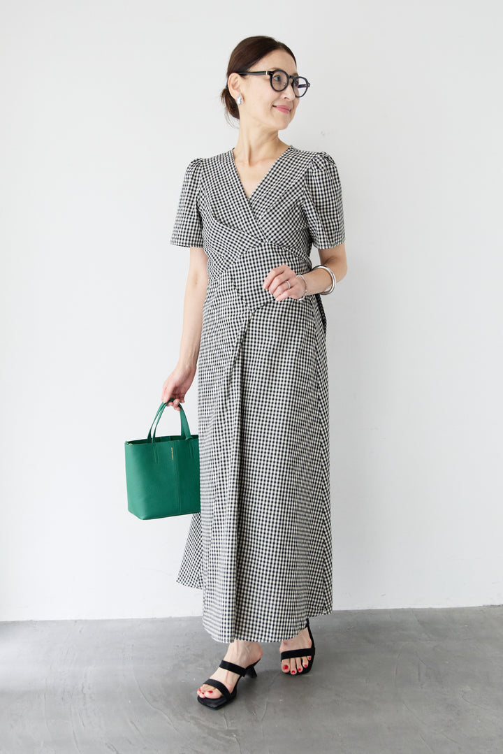 ギンガムチェックカシュクールワンピース