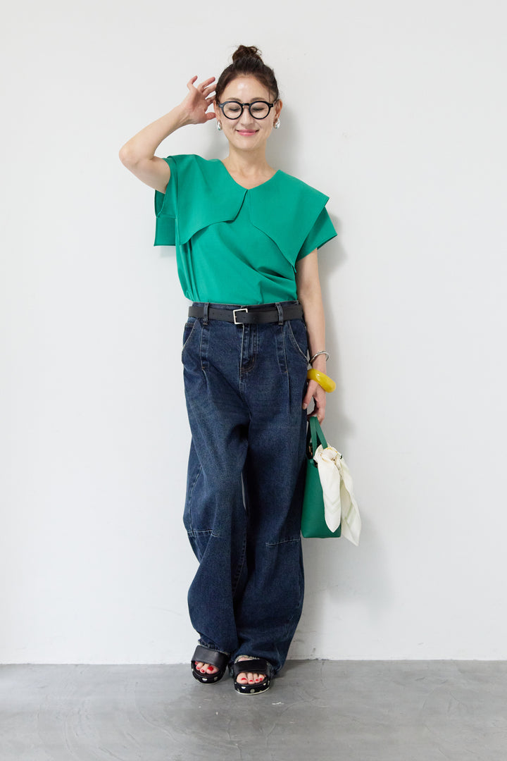 ケープカラーフレアブラウス