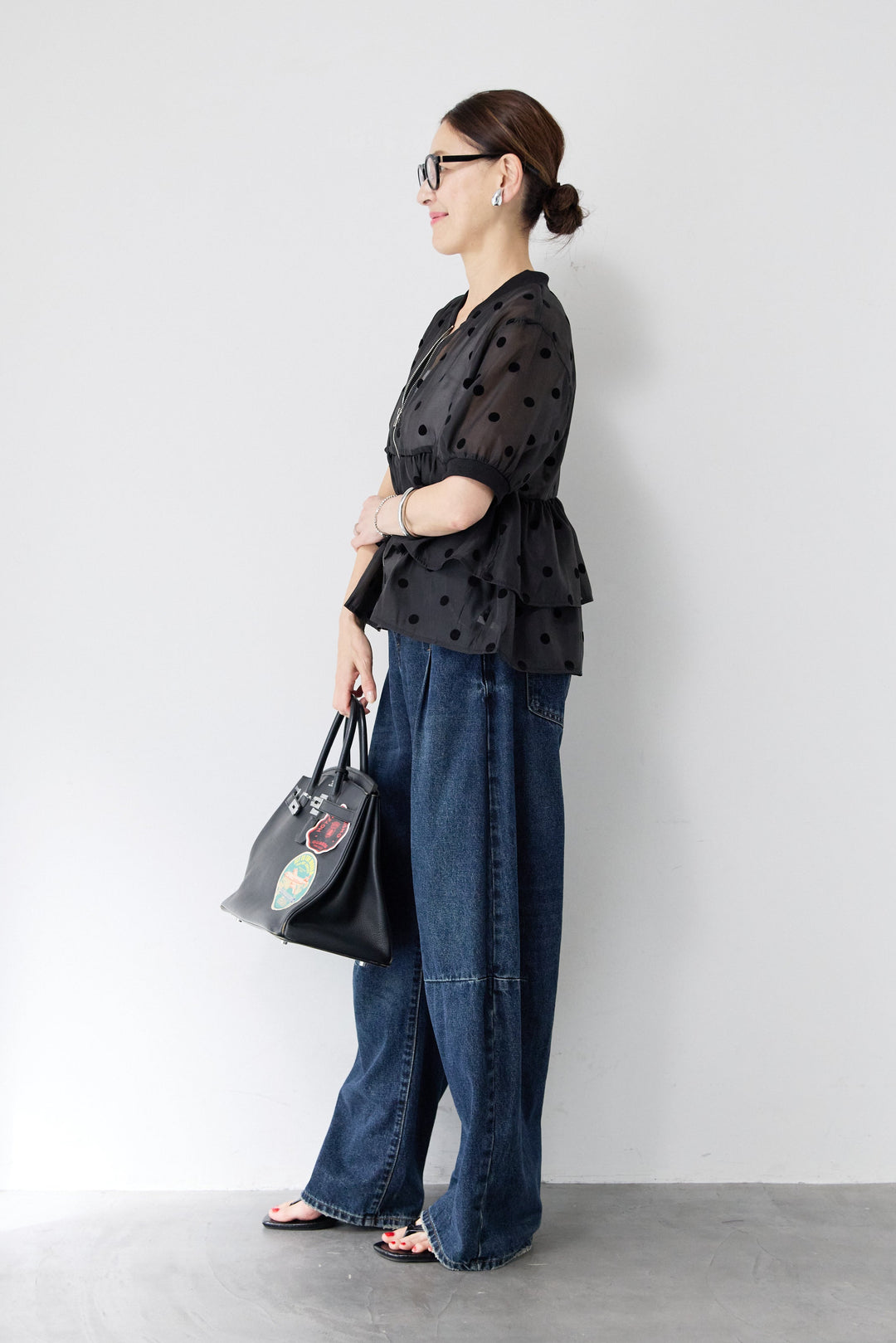 ティアードドット柄シアーブルゾン