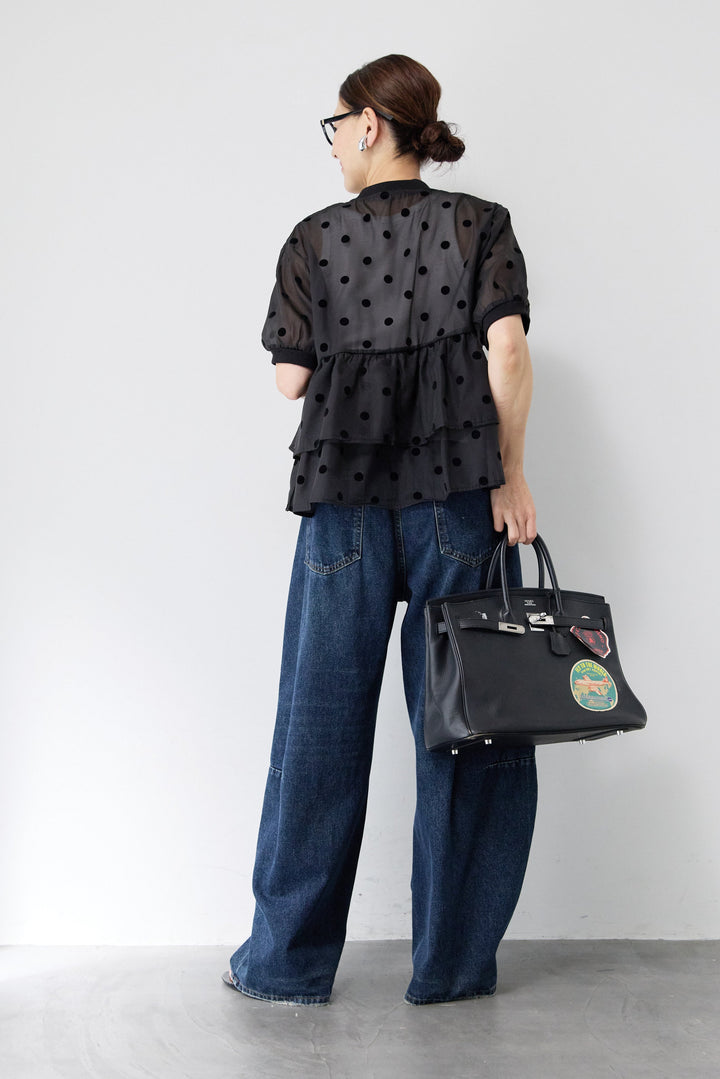 ティアードドット柄シアーブルゾン