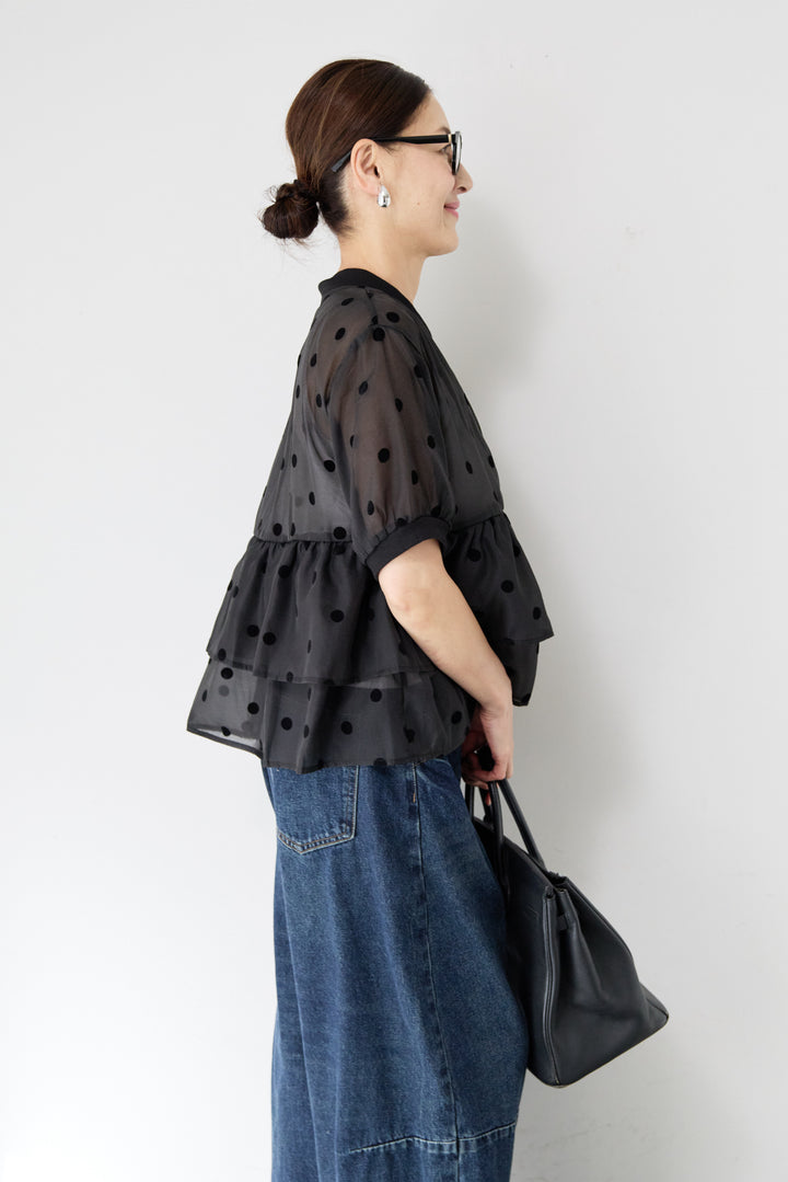 ティアードドット柄シアーブルゾン