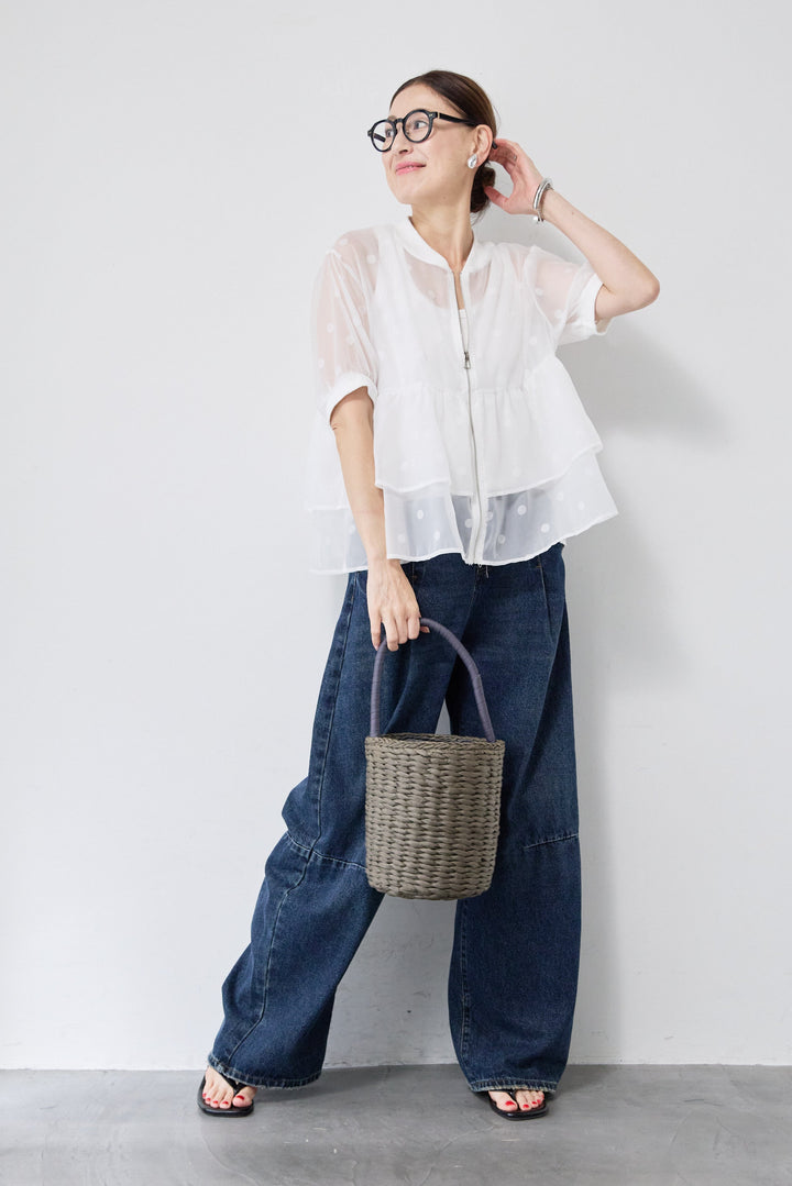 ティアードドット柄シアーブルゾン