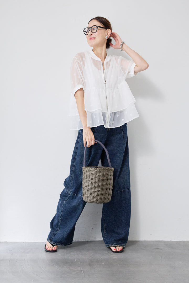 ティアードドット柄シアーブルゾン
