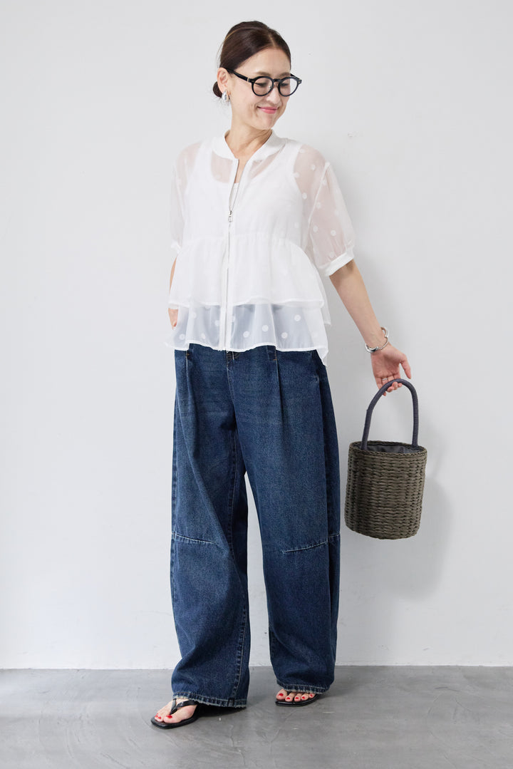 ティアードドット柄シアーブルゾン