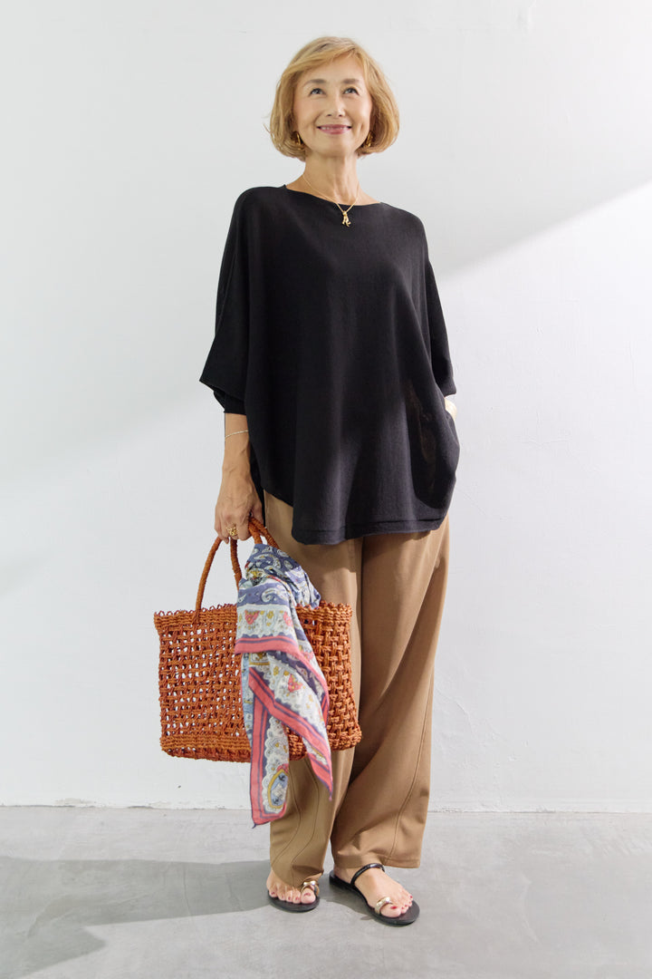 カットジョーゼット バレルレッグパンツ