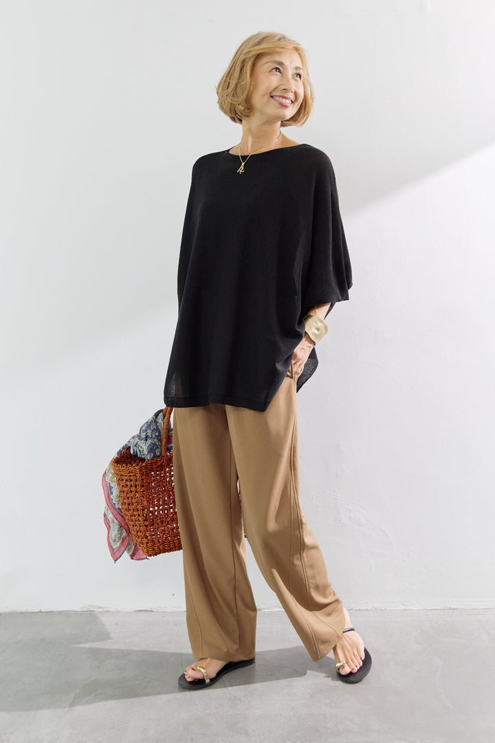 カットジョーゼット バレルレッグパンツ