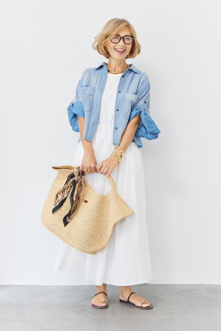 シアーデニムワイドシャツ