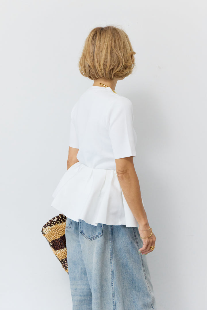 [SET]2WAY 取り外し可能フリルケープ付きニット+ダメージコクーンパンツ(2set)