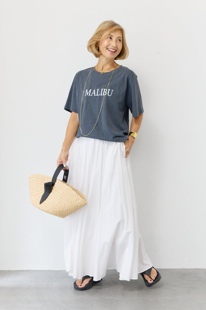 [SET]MALIBUヴィンテージTシャツ+コットンボイルフレアロングスカート(2set)