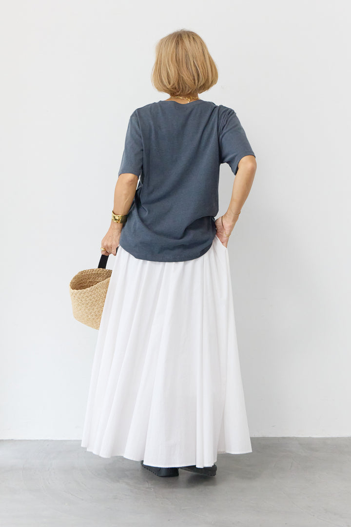 [SET]MALIBUヴィンテージTシャツ+コットンボイルフレアロングスカート(2set)