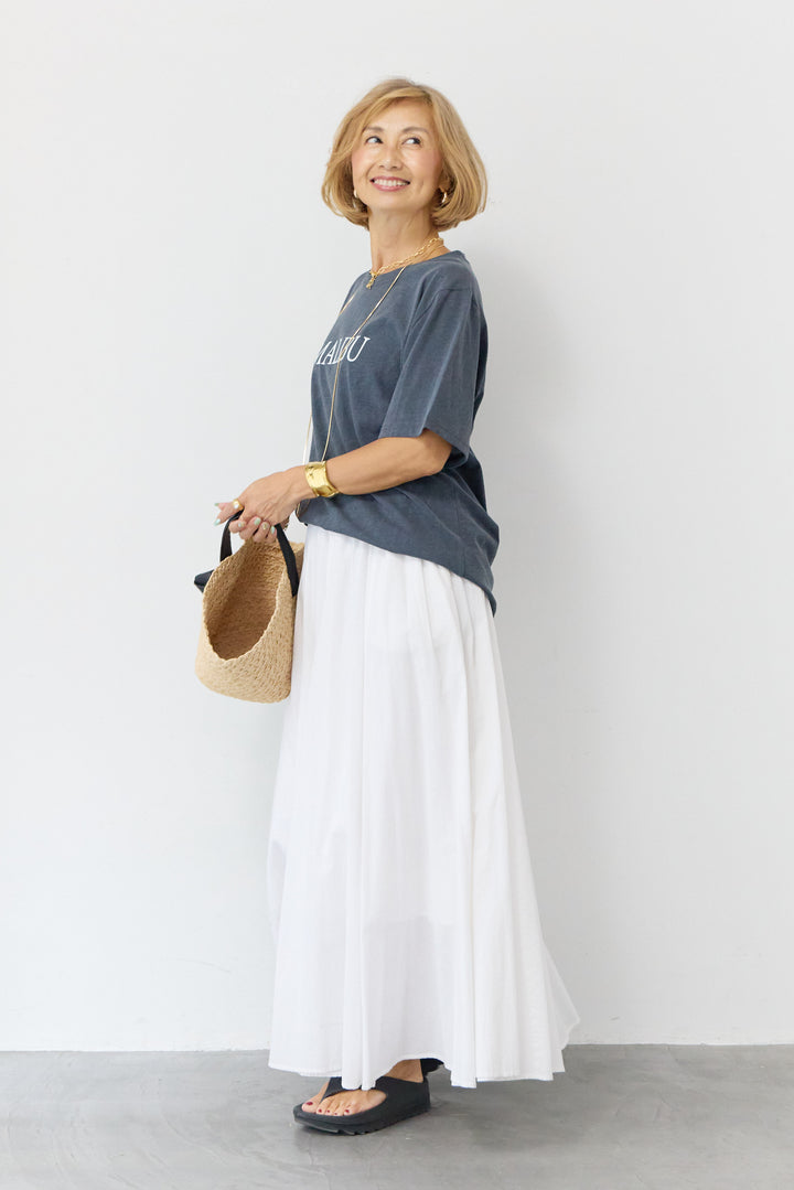 [SET]MALIBUヴィンテージTシャツ+コットンボイルフレアロングスカート(2set)
