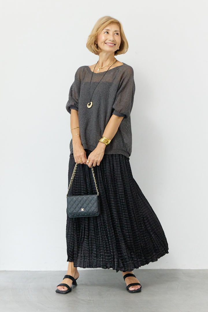 シャイニープリーツロングスカート