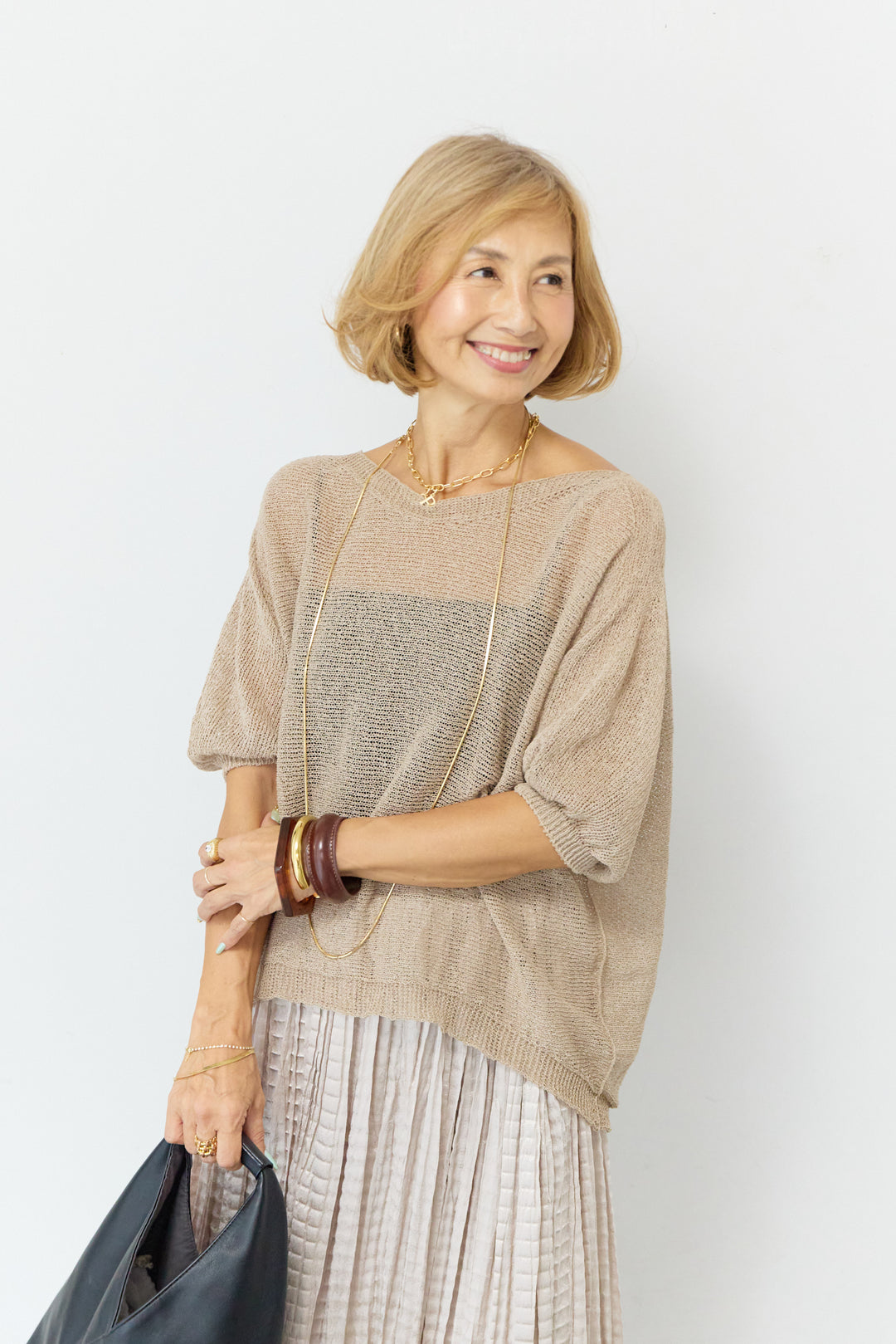 【ジャパンメイド】和紙ブレンド ホールガーメントドルマンニット