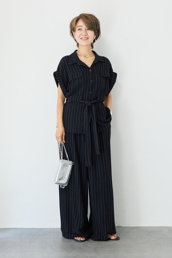 (2SET)ピンストライプシャツセットアップ