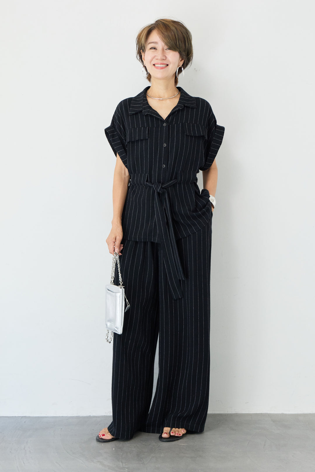 (2SET)ピンストライプシャツセットアップ