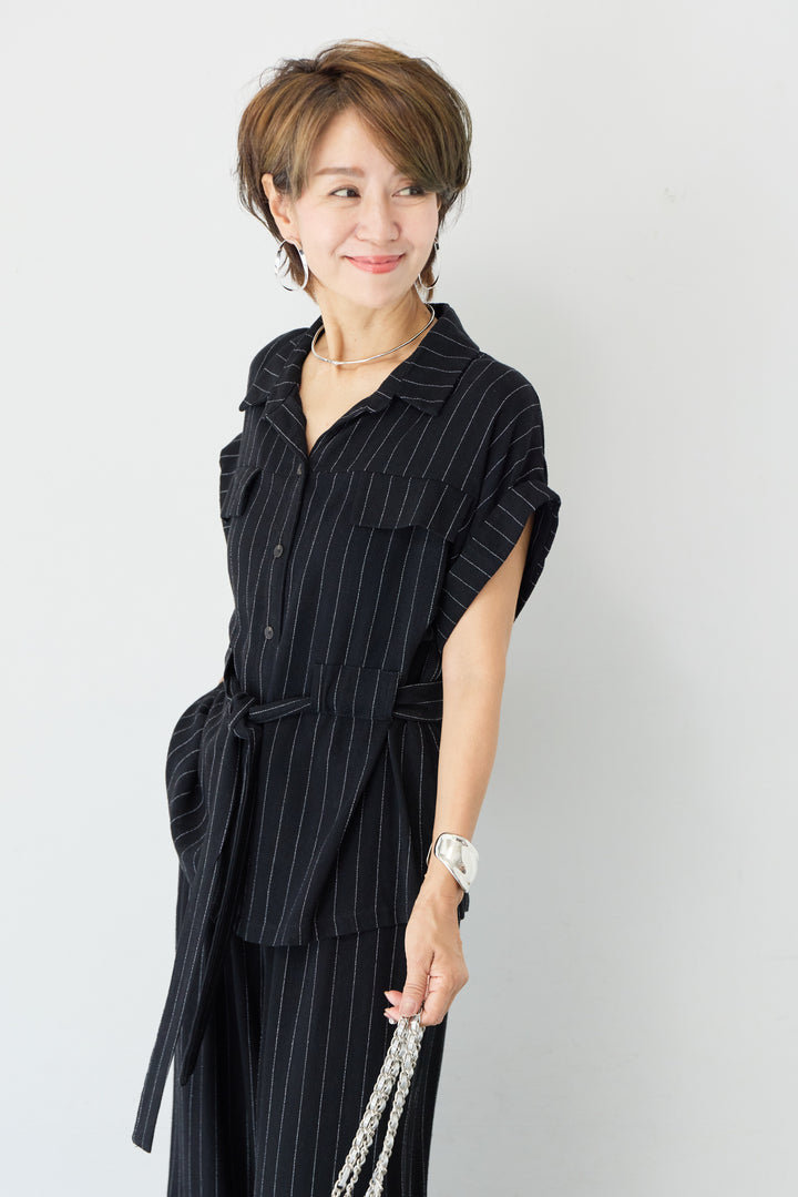 (2SET)ピンストライプシャツセットアップ