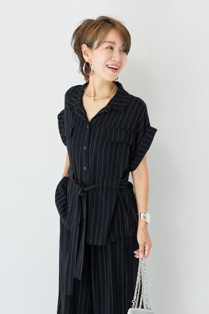 (2SET)ピンストライプシャツセットアップ