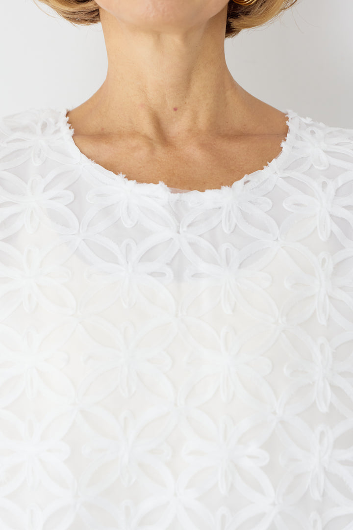 立体刺繍 フレンチスリーブ トップス
