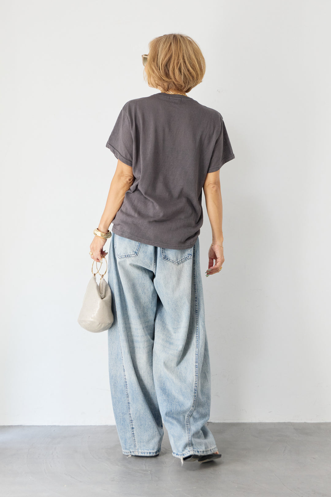 [SET]DOGプリント ヴィンテージライク Tシャツ+ダメージコクーンパンツ(2set)
