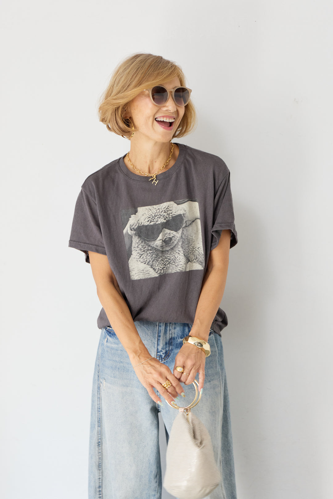 DOGプリント ヴィンテージライク Tシャツ