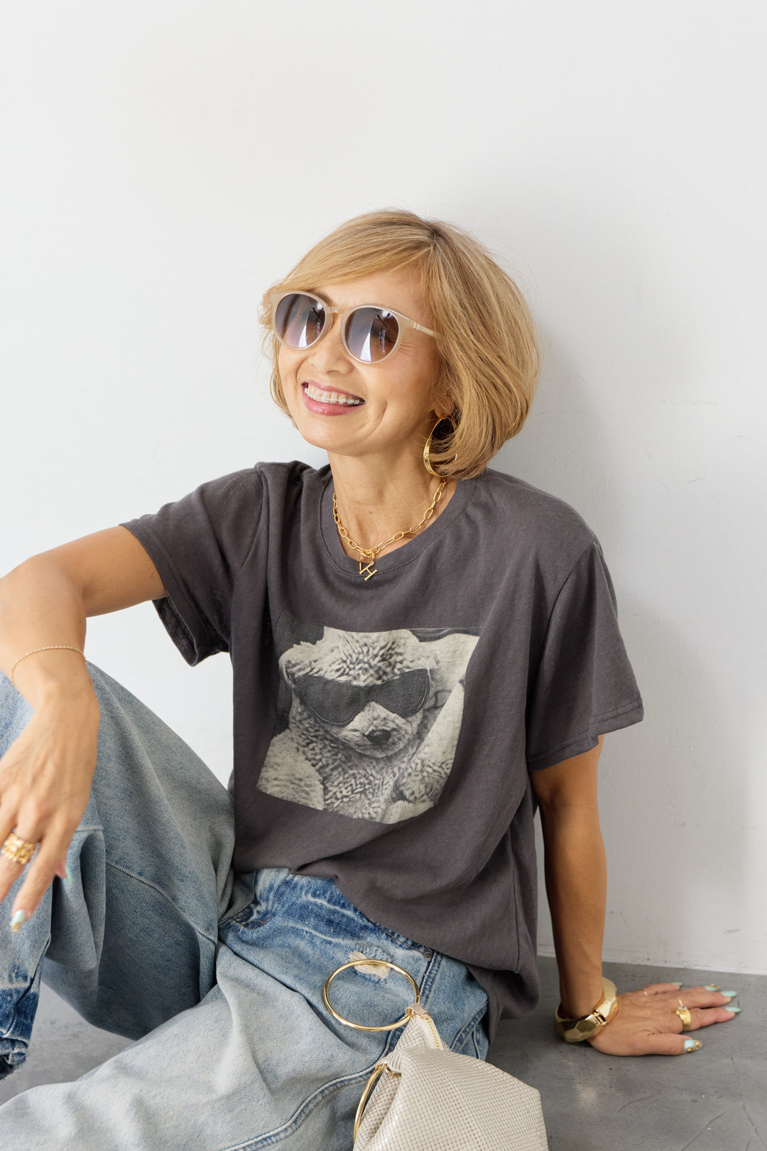 DOGプリント ヴィンテージライク Tシャツ