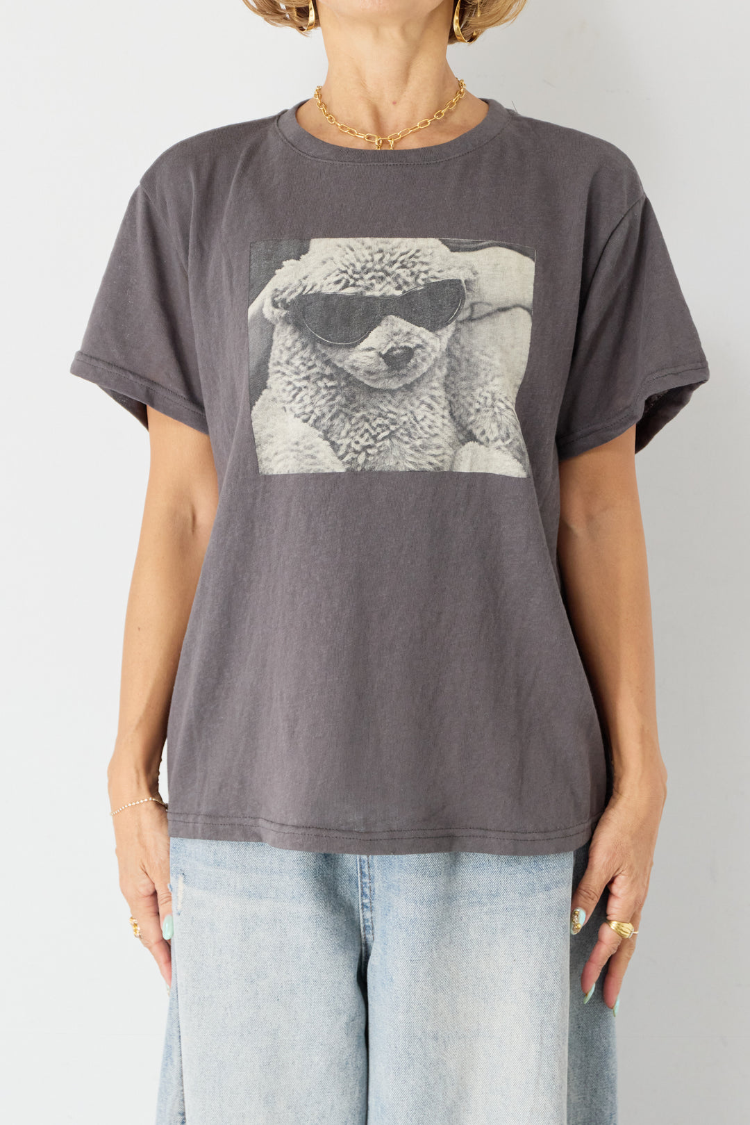[SET]DOGプリント ヴィンテージライク Tシャツ+ダメージコクーンパンツ(2set)