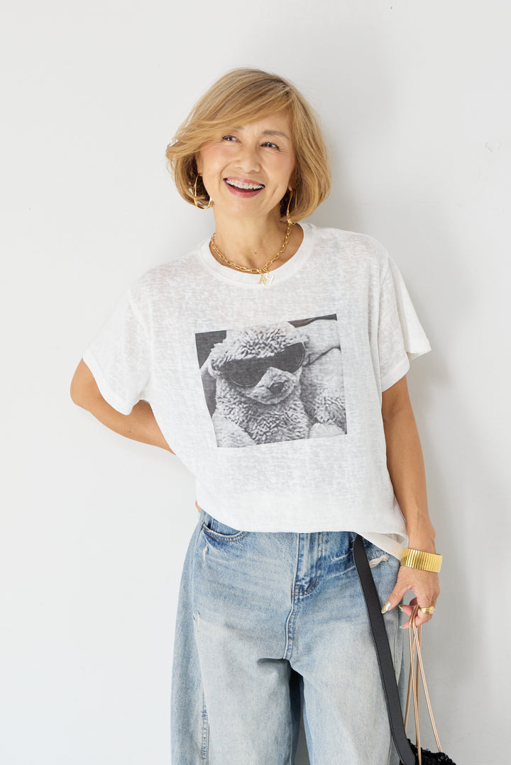 DOGプリント ヴィンテージライク Tシャツ
