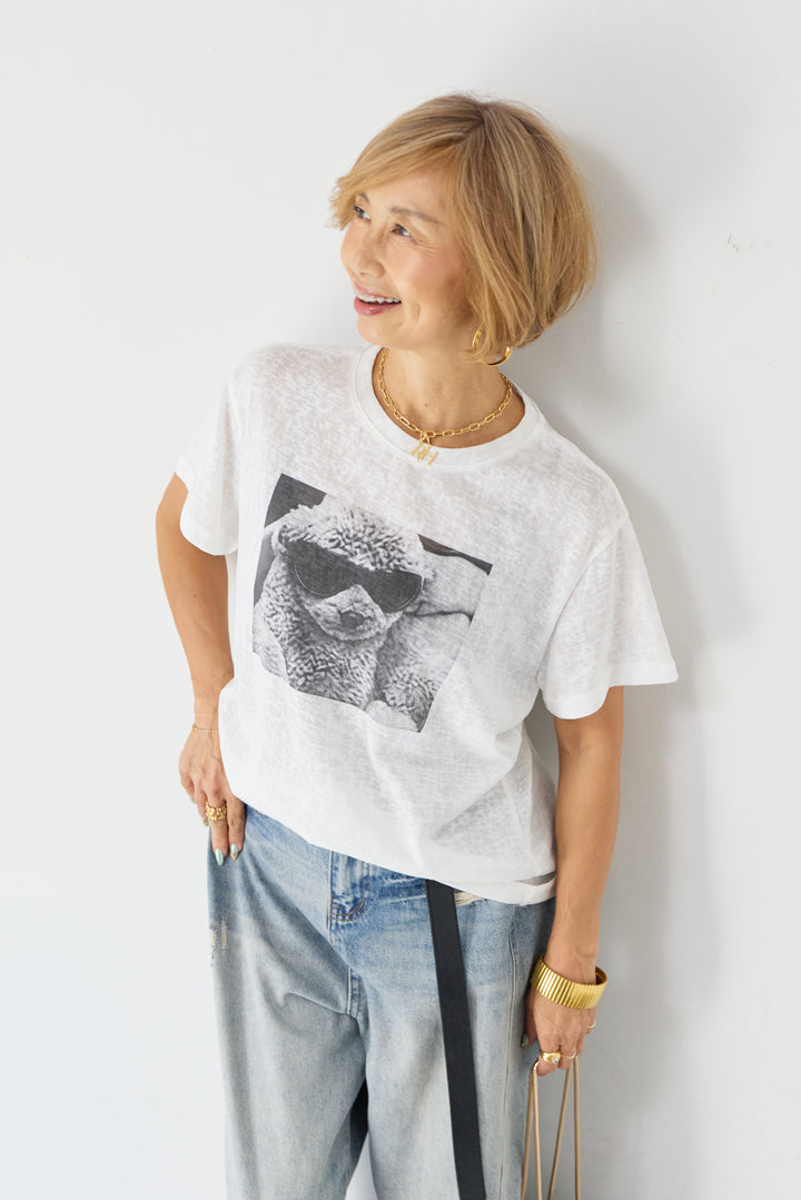 DOGプリント ヴィンテージライク Tシャツ