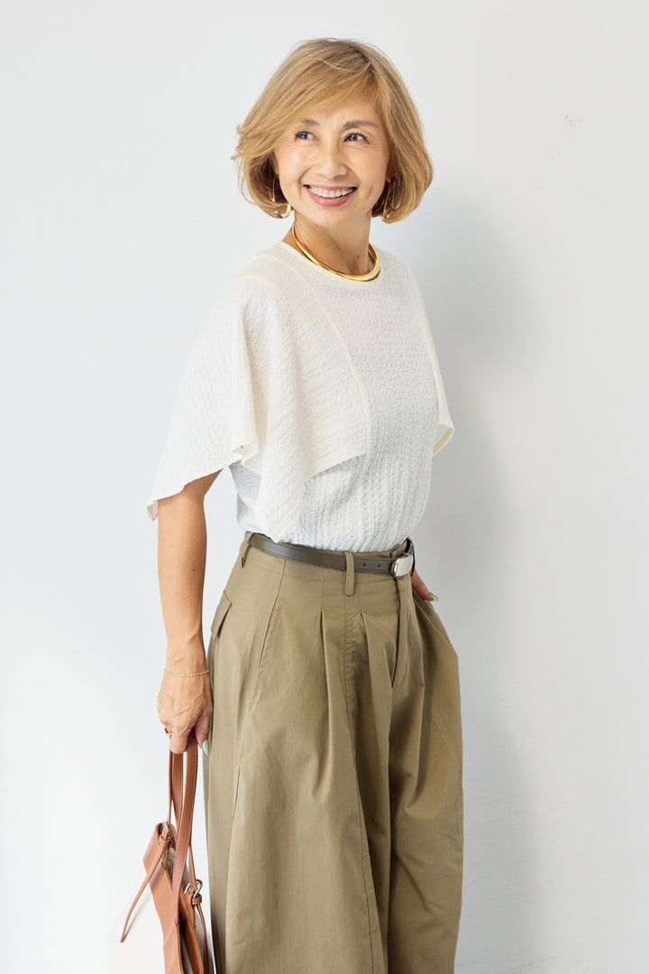 ふくれジャガードケープスリーブプルオーバー