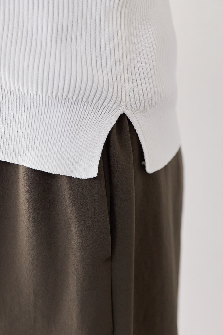 [SET]フリルチュールノースリーブニット+ノルディス ストレッチワイドパンツ(2set)