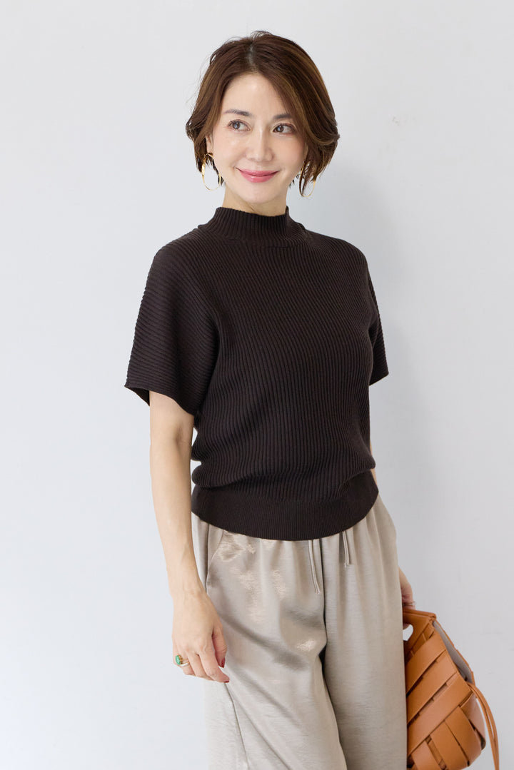 [SET]バックリボンリブニットプルオーバー+サテンワッシャー リラクシー ワイドパンツ(2set)