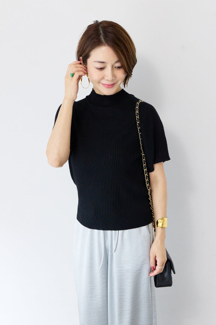 バックリボンリブニットプルオーバー