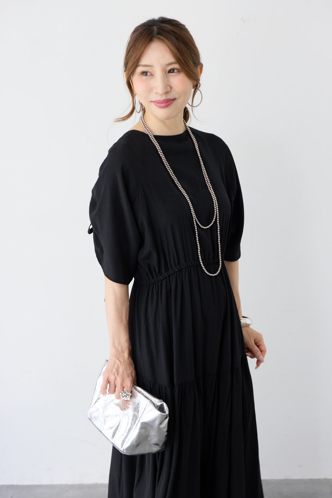 ボリュームスリーブ リラクシー ティアードワンピース