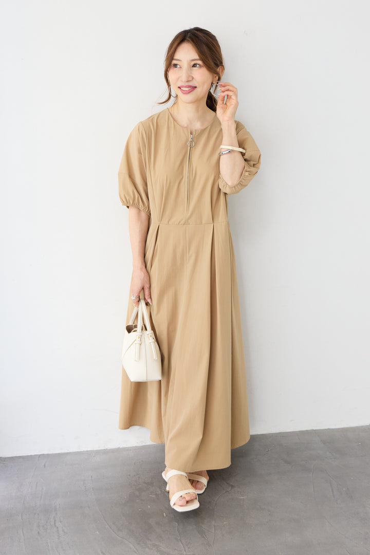 フロントジップ  ロングワンピース