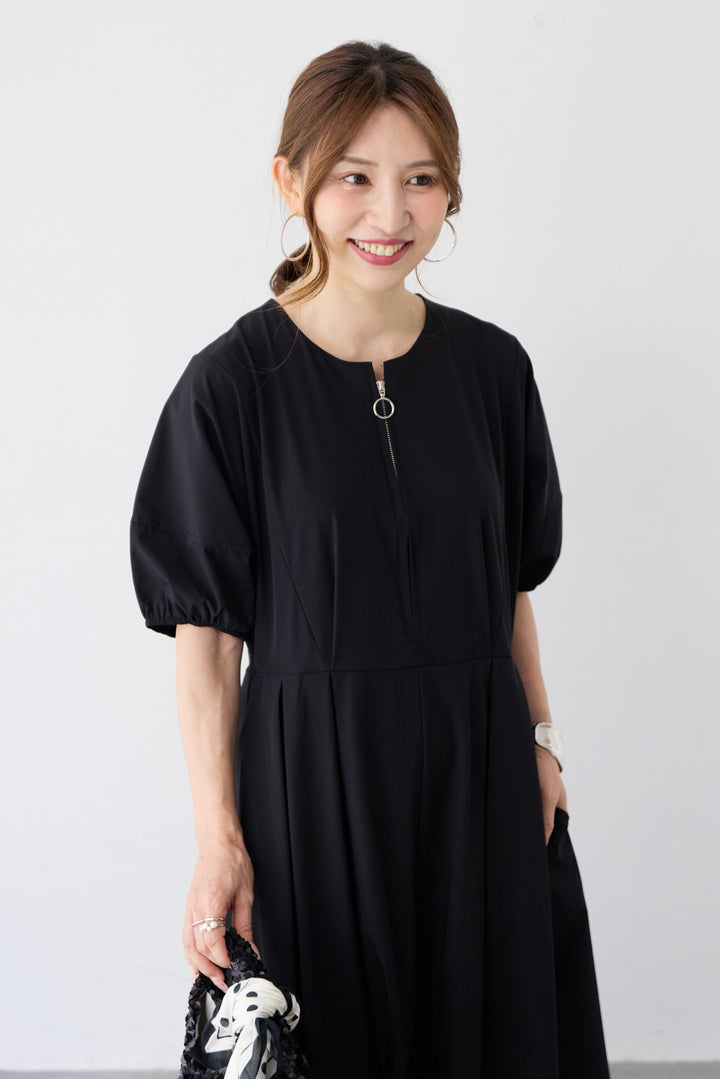 フロントジップ  ロングワンピース