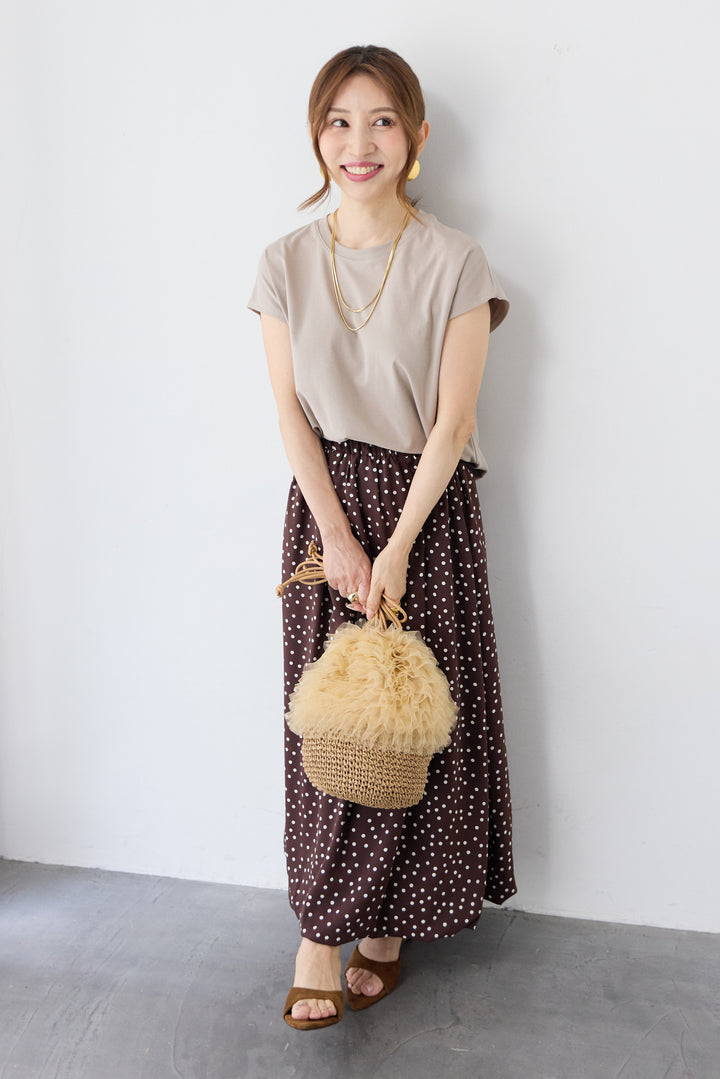 【ストレッチ素材】フレンチスリーブ ベーシック カットソー